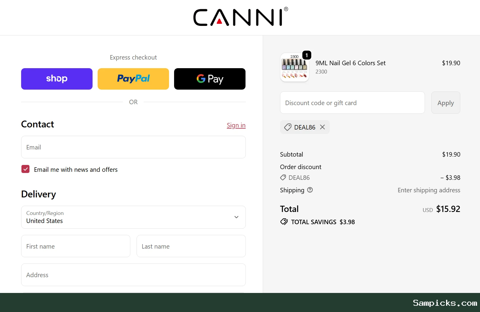 Where to enter your coupon at Canni checkout