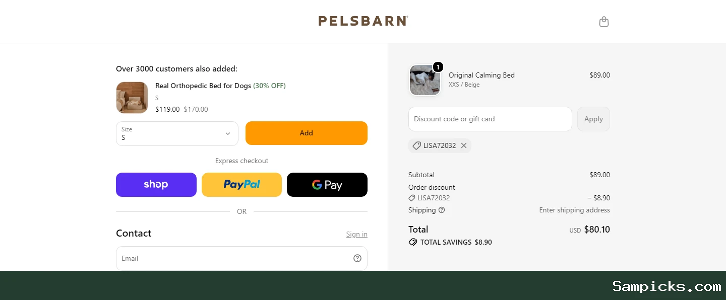 Where to enter your coupon at Pelsbarn checkout